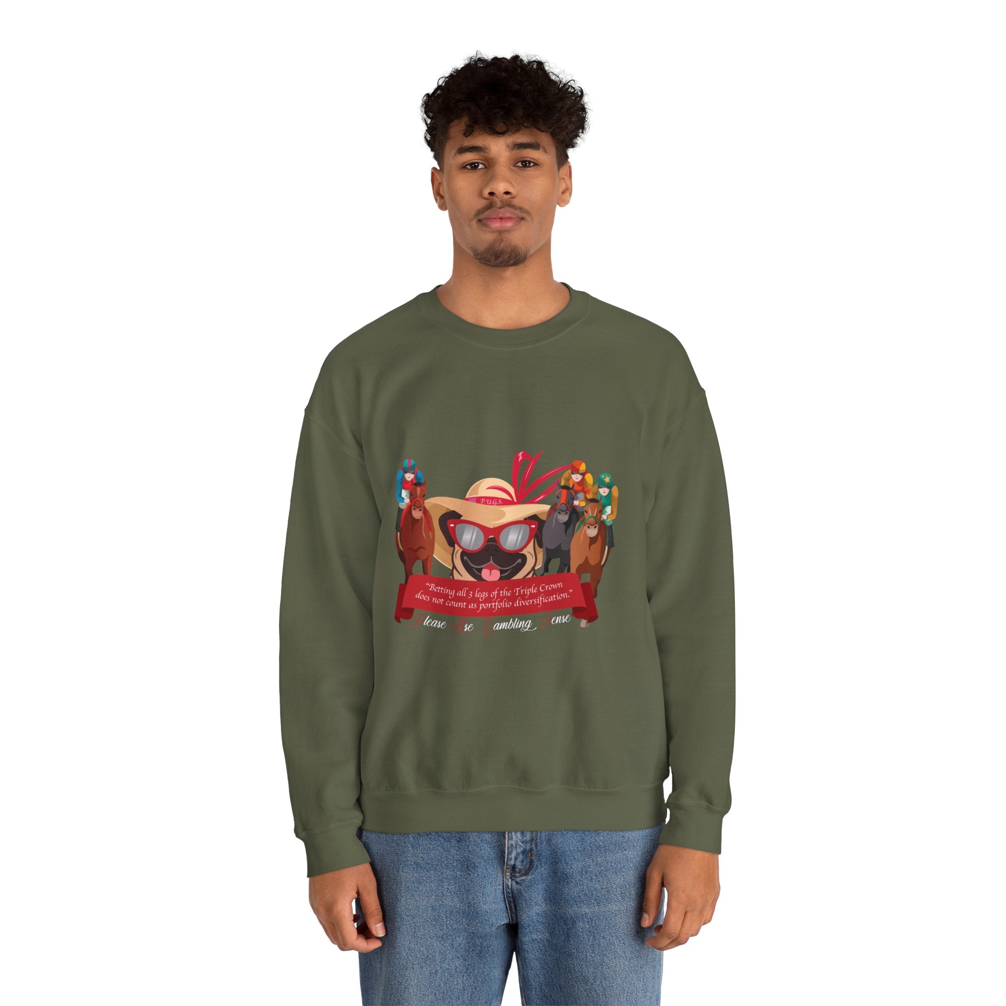 funny horse racing sweatshirt by P.U.G.S. Apparel