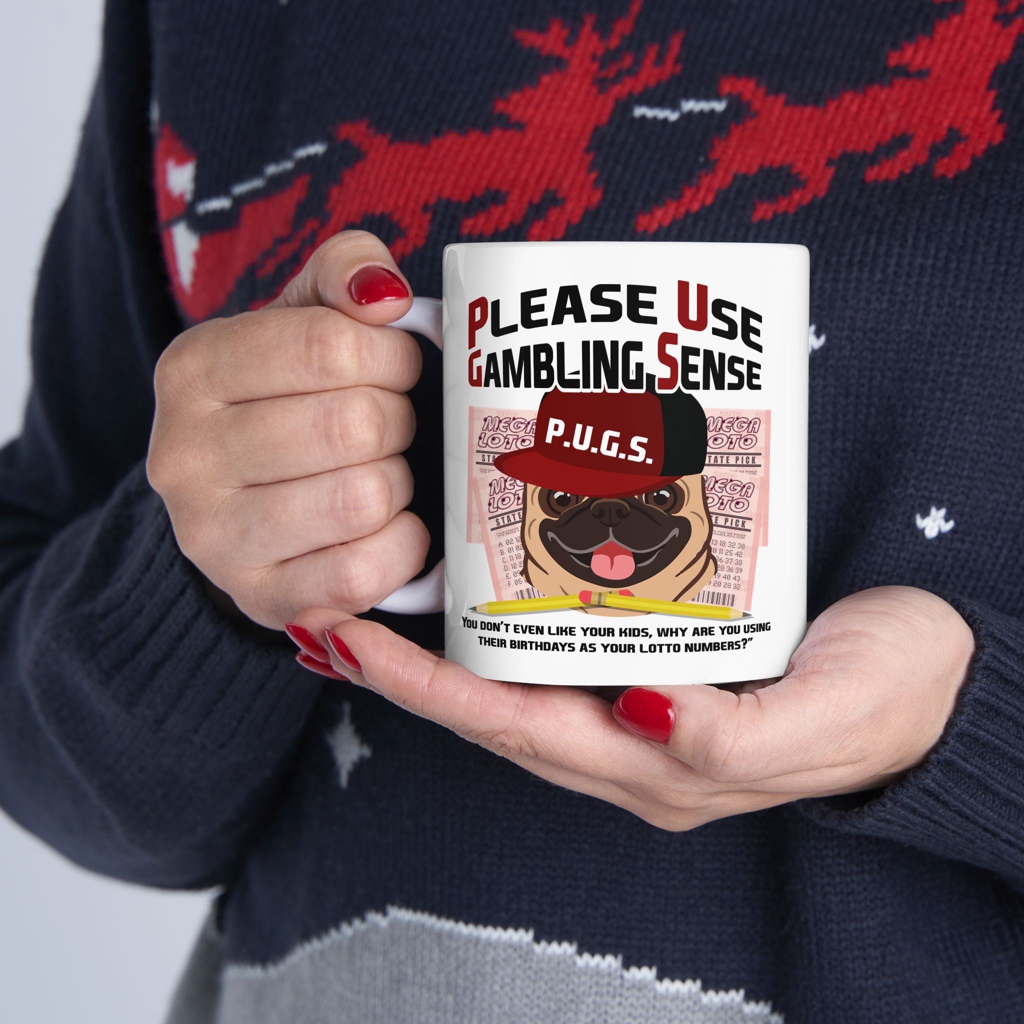 Lottery "Birthday" White Ceramic Mug — Funny Gambling Humor Coffee Cup (11oz/15oz)
