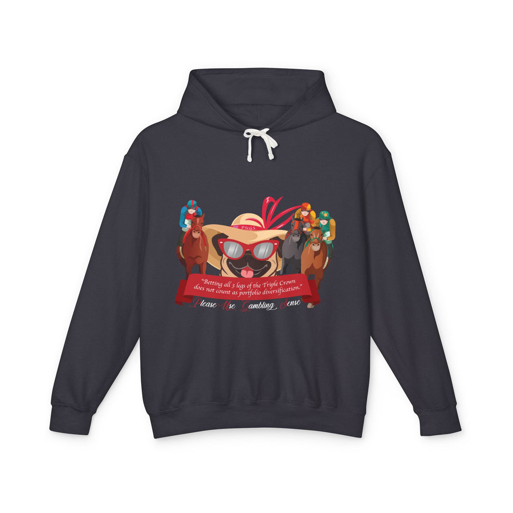 Funny horse racing graphic hoodie by P.U.G.S. Apparel