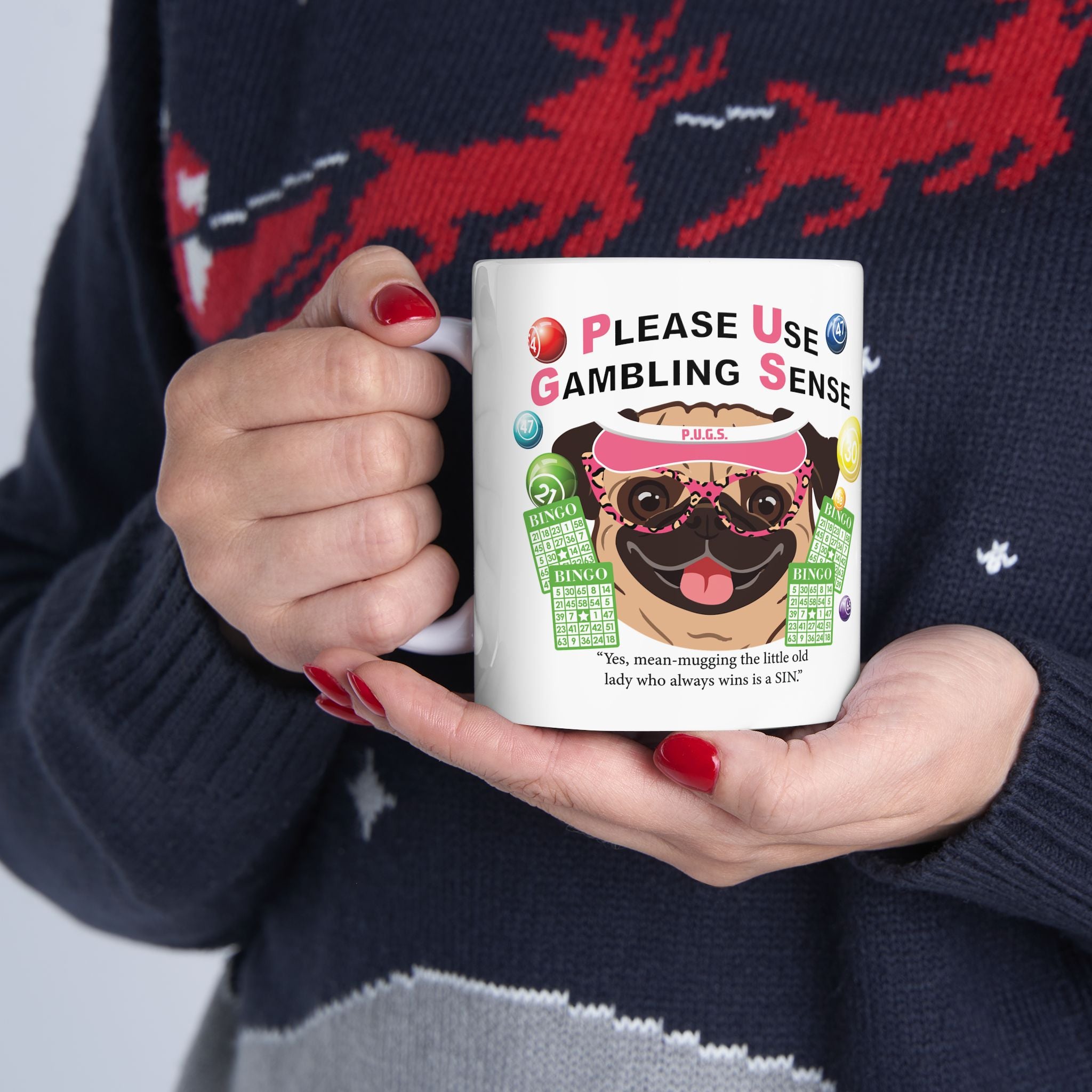 Bingo “Mugging” White Ceramic Mug Coffee Cup (11oz/15oz)