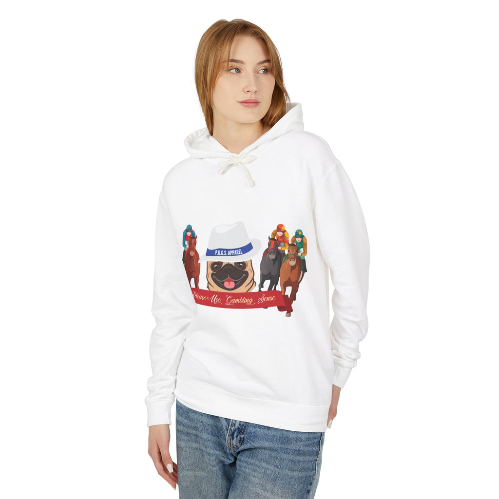 Funny horse racing graphic hoodie by P.U.G.s. Apparel