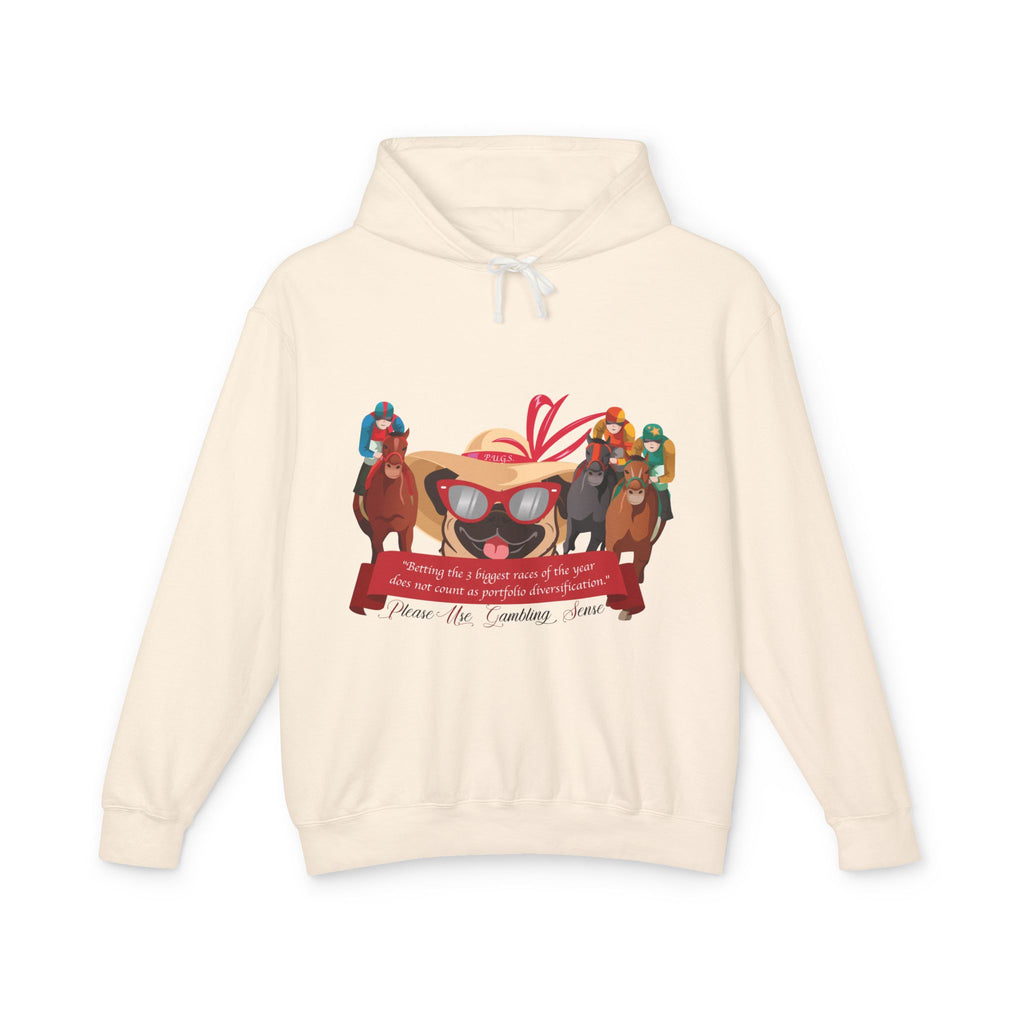 Funny horse racing graphic hoodie by P.U.G.S. Apparel