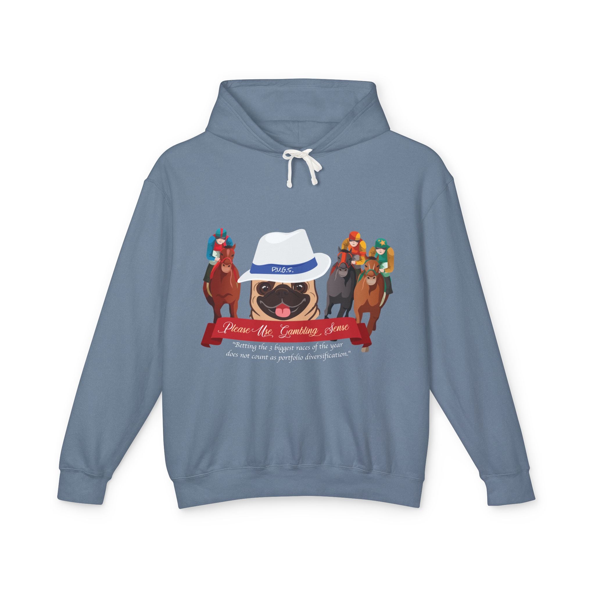 Horse Racing "Fedora" Hoodie by P.U.G.S. Apparel: Dark colors