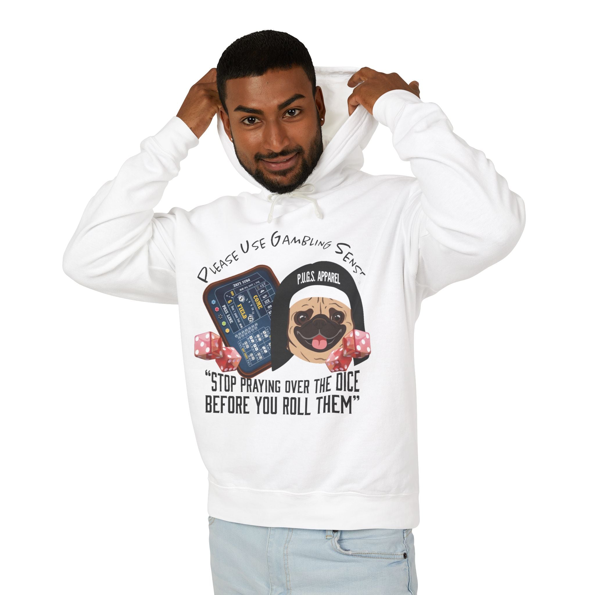 Funny craps gambling hoodie by P.U.G.S. Apparel