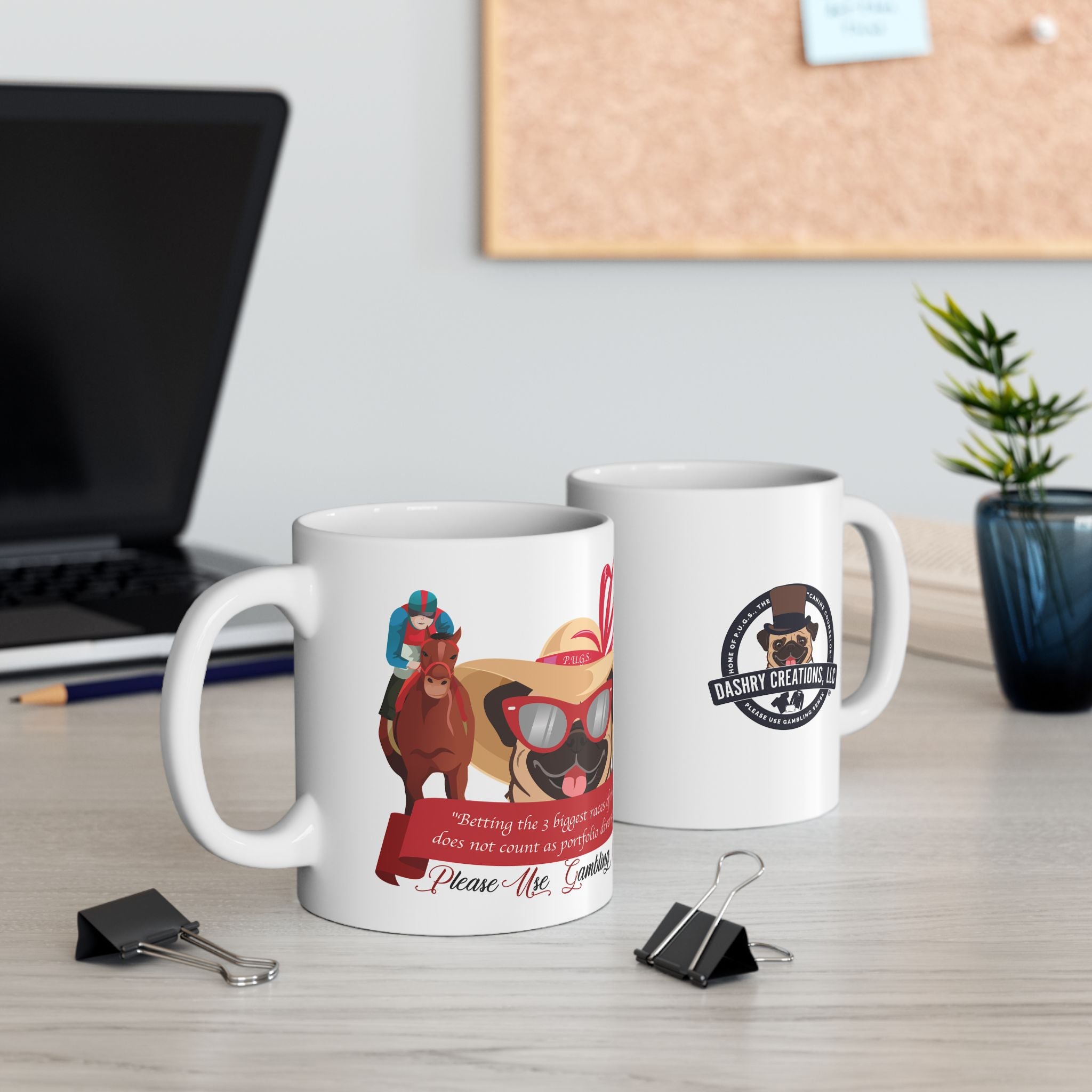 Horse Racing “Betting” White Ceramic Mug Coffee Cup (11oz/15oz)