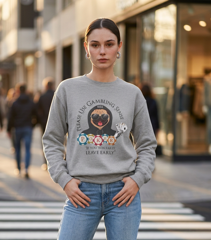 Funny Poker Sweatshirt by P.U.G.S. Apparel