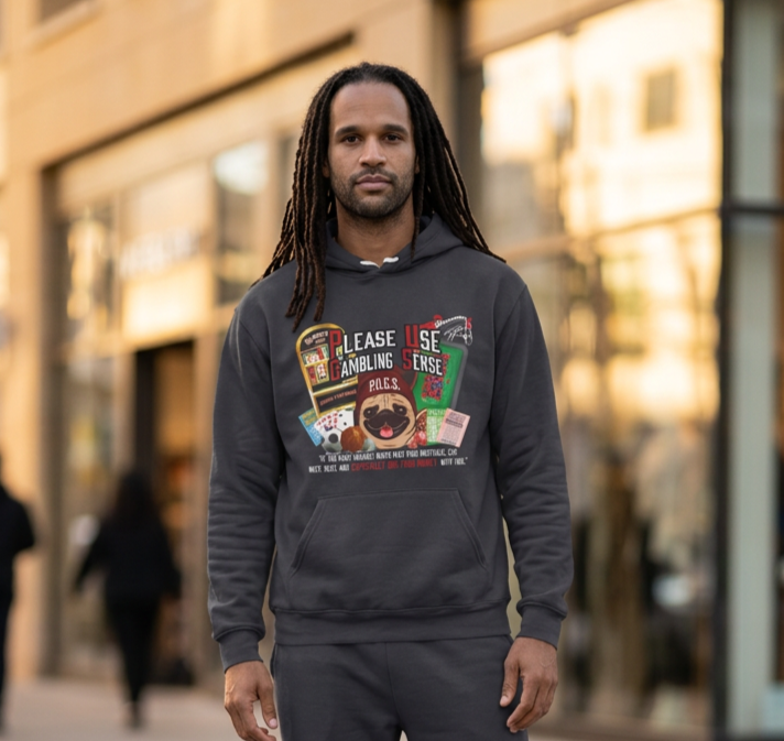 Funny gambling graphic hoodie by P.U.G.S. Apparel