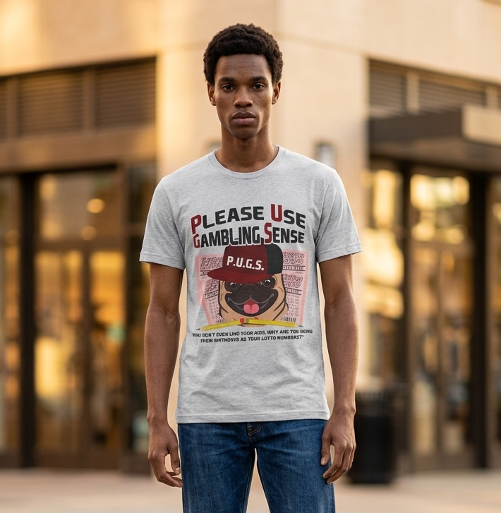 Funny lottery graphic tee by P.U.G.S. Apparel