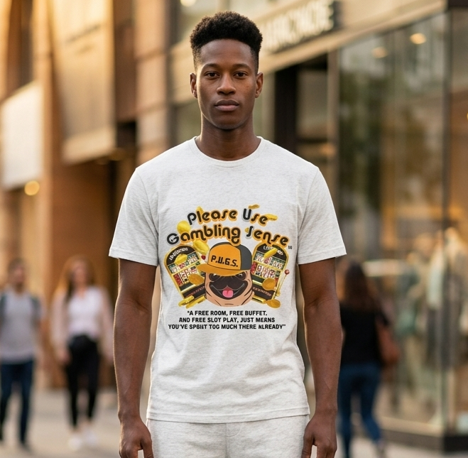 Funny slot machine graphic tee by P.U.G.S. Apparel