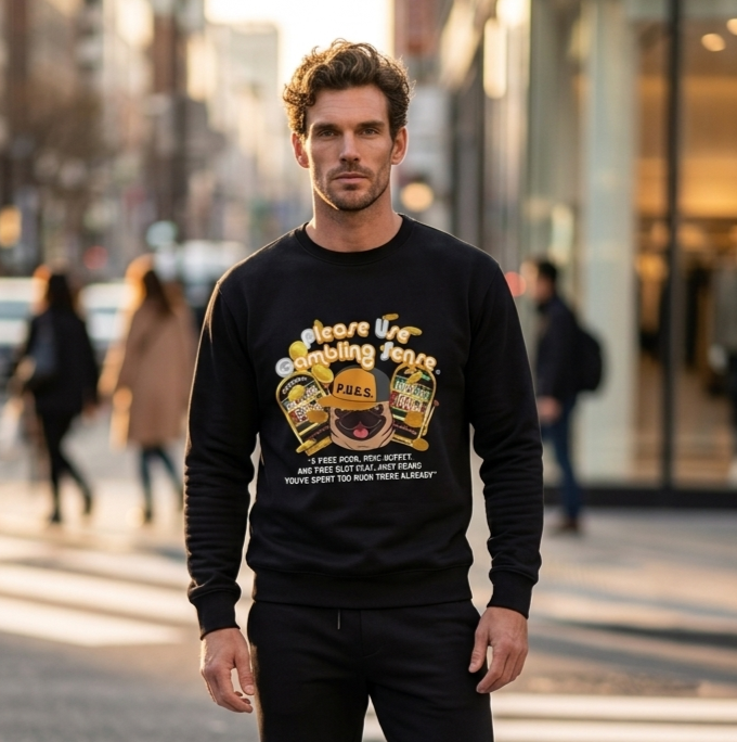 Funny Slot Machine Graphic Sweatshirt by P.U.G.S. apparel