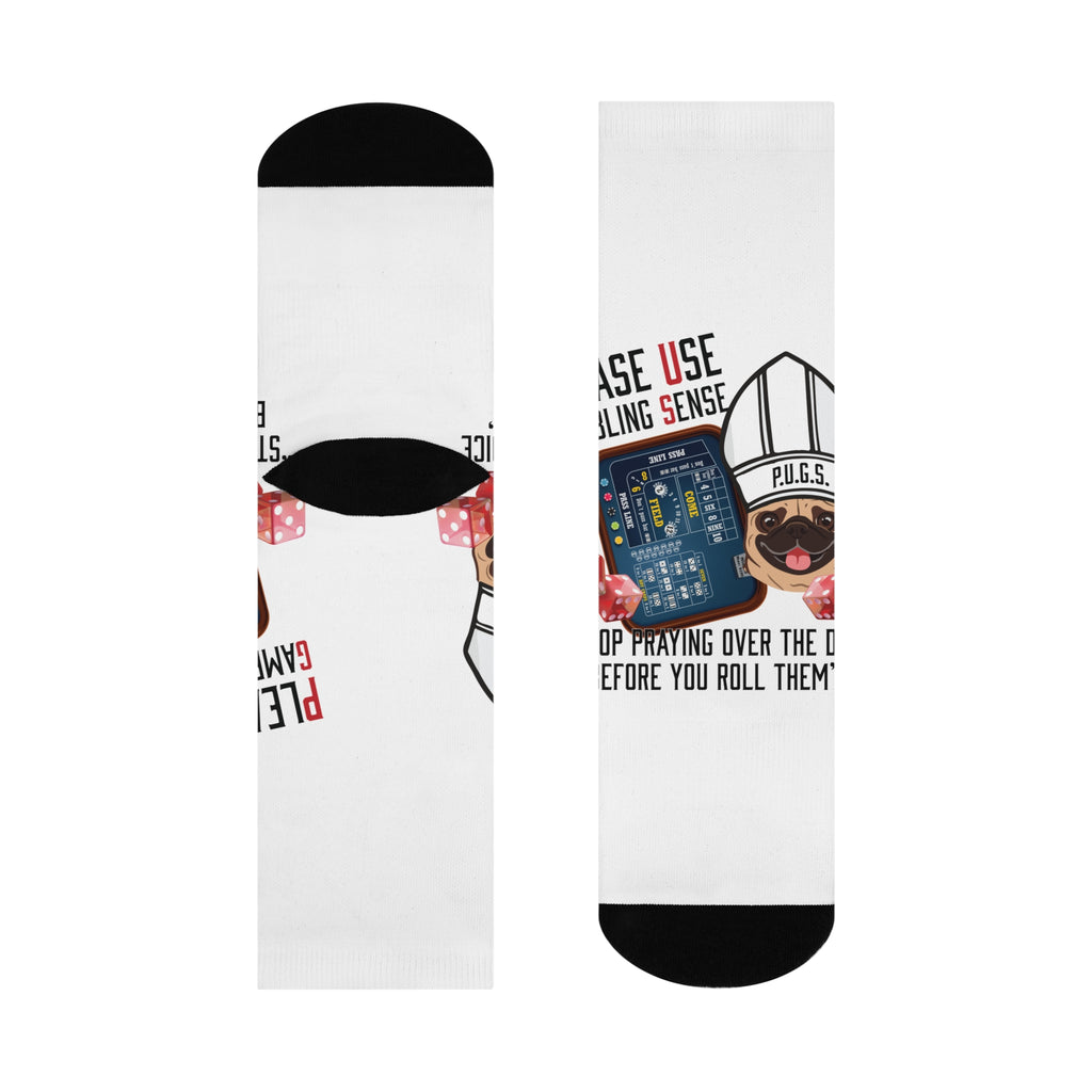 Funny graphic socks, Craps Praying Collection by P.U.G.S. Apparel