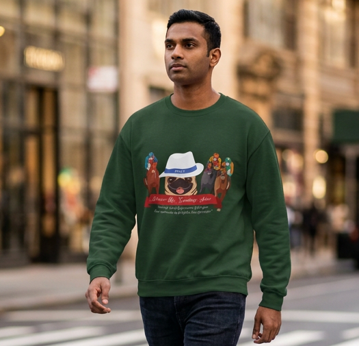 Horse Racing Fedora Unisex Crew Neck Sweatshirt by P.U.G.S.Apparel Dark colors