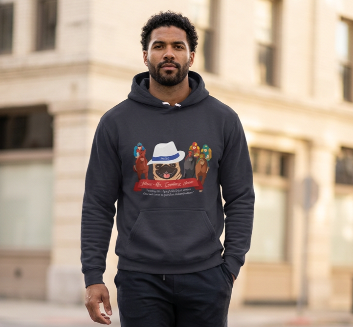 Horse Racing "Fedora" Hoodie by P.U.G.S. Apparel: Dark colors